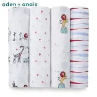 在飛比找momo購物網優惠-【aden+anais】經典多功能包巾4入(復古馬戲團)