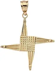 [Claddagh Gold] Solid 10k Yellow Gold Saint Bridget St. Brigid Cross Pendant