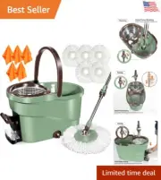 Premium All-Floor Spin Mop - Wet/Dry System, Adjustable Handle, 5 Refills
