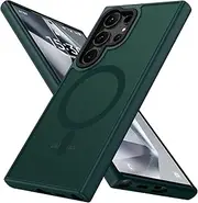 [ROUMAYMAY] for Samsung S22 Ultra Case, Magnetic [Compatible with MagSafe] Military Grade Protective Slim Translucent Matte Skin Smooth Phone Case Samsung S22 Ultra 6.8 inch 5G Cover, Green