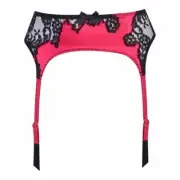 Agent Provocateur Nayeli Pink Black Silk Suspender AP4 Large NWT $385