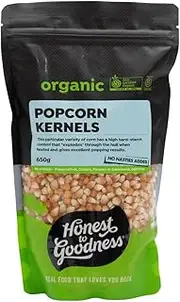 Honest to Goodness, Organic Popcorn Kernels, 650 g - A Light Lovely Snack, Quick and Easy to Prepare. Excellent Popping Results due to its Hard-Starch Content.
