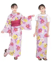 (Light purple) Girls' Yukata Set One Piece 2way Size:10 ACT Made in Japan