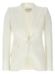 [Mcqueen] Mcqueen-Single-Breasted Blazer Blazer And Suits Bianco-Donna 42IT