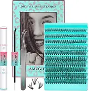 Lash Extension Kit 200pcs Individual Lash Clusters Kit 40D Eyelash Extension Diy D Curl Cluster Lashes Kit with Cluster Lashes Wispy,Waterproof Lash Bond and Seal,Eyelash Extension Tweezers