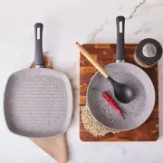 Biogranite Grill Pan and Pan Set, 2 Pieces, Frying Pan , Grill Pan, Cookware