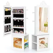 Giantex Kids Jewelry Armoire 3-in-1 Jewelry Organizer w/Full Length Mirror White