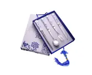Stainless Steel Flatware Set,Chinese Blue and White Porcelain Tableware Set - 1