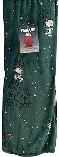 Berkshire Home & Blanket Co. Peanuts Gang Christmas Velvet Soft Plush Throw Blanket | Featuring Snoopy & Woodstock | Green | Be Merry & Bright | 50" x 70"