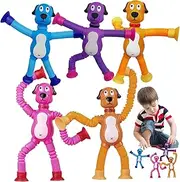 Pop Tubes Dog Toy,5X Animal Suction Cup Toy - Telescopic Animal Pop Tubes Fidget Sensory for Parties Favors 3-5 Years Old Kids for Classroom Exchange