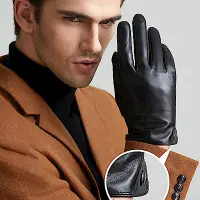 在飛比找Yahoo奇摩購物中心優惠-ego life小羊皮加絨裡觸控保暖男手套 共2色