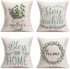 Farmhouse Pillow Covers 18X18 Inch Set of 4 Spring Eucalyptus Leaves Flowers