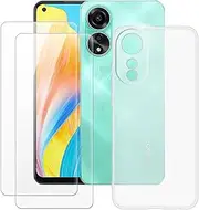 [MILEGAO] Oppo A78 4G Case + 2PCS Screen Protector Tempered Glass, Ultra Thin Bumper Shockproof Soft TPU Silicone Cover Case for Oppo A78 4G (6.43”)