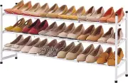 Tajsoon Expandable Shoe Rack Organizer, 3 Tier Adjustable 3 Tier, White