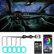 Car Led Strip Lights, 5 in 1 Interior Car Light, Ambient Led Lighting Kit with RGB 16 Million Colors&236 inches Fiber Optic, Neon Light Accessories for Car, Bluetooth APP and Remote Control