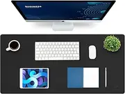 K KNODEL Leather Desk Mat, Office Desk Pad, Large Mouse Pad, Keyboard Pad, Computer and Laptop Mat for Desk, Desk Protector, Desktop Mat for Writing, Desk Blotter and Cover (90x43cm, Black)