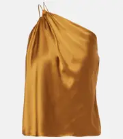 [The Sei] The Sei Draped one-shoulder silk satin top AU 12 brown