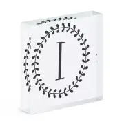 Letter I Floral Wreath Alphabet Acrylic Photo Block Frame Flowers