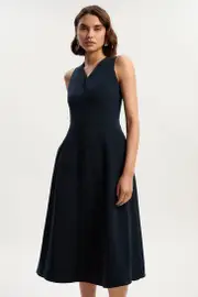 Compact Essential Tailored Sleeveless Midi Dress