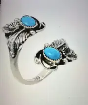 HSN Chaco Canyon Sterling Silver Sleeping Beauty Turquoise Wrap Ring size 8