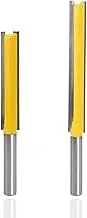 Bestgle 2 Pcs Extra Long Straight Cut Router Bit Set 1/4" Shank Double Flute Straight Grooving Router Bits Wood Milling Trimming Cutter DIY Woodworking Tools (2"&3" Cutting Height, 3/8" Cutting Dia.)