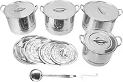 4PCS Soup Pot Set Stainless Steel Multipurpose Sauce Pot Kitchen Cookware with 8 Lids for Cooking Steaming Stir Frying