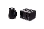 Westinghouse 1.7L Kettle & 4 Slice Toaster Pack Black/Silver Wave Pattern