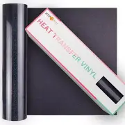 HTVRONT Black Glitter HTV Vinyl Roll-12 x 12" x 15FT Glitter,