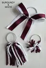 SCHOOL COLOUR HAIR ACCESSORY PACK PONYTAIL KORKER BOW ELASTIC TIE NETBALL SPORT
