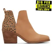 Toms Everly Cutout Dress Fashion Leather Ankle Boot Womens Tan