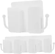 Uonlytech 4pcs Wall Mounted Phone Charger Stand with Hooks Bedside Storage Organizer for Remote Control Shower Phone Holder Easy Installation