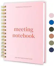 Meeting Notebook for Work - 100+ Meetings Work Notebook For Note Taking - Meeting Notes Notebook For Work - Stay Organized and Productive with Meeting Planner Notebook 220 pages l A5 Size 8.5x6”(Pink)