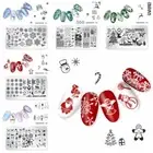 Snow Flake Flower Elk Nail Art Template Christmas Image Stencil Stamping Plates