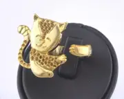 Ring Cat Adjustable Ring Bezel - Shiny Gold Plated brass 7.5US size 2977