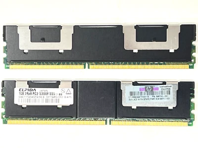 2 pack Elpida 1GB DDR2 EBE11FD8AGFD-6E-E 5300(667) Fully-Buffered ECC Server RAM