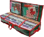 Syhnkzj Wrapping Paper Storage Container with Reinforced Handles, Foldable Waterproof Underbed Storage Organizer, Large Capacity Xmas Wrapping Paper Storage Box Holiday Accessories