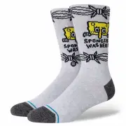 Stance Men's L 9-13 Crew Socks Sponge Bob TV Show Bob Was Here Gray