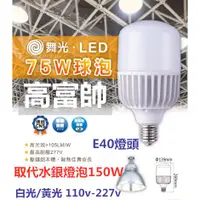 在飛比找蝦皮購物優惠-LED 75W球泡 E40燈頭 【金夜LED】白光/黃光可選