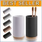 Elegant Bamboo & Diatomite Toothbrush Organizer - Quick-Dry & Easy-Clean Base