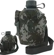 Aluminum Water Bottle | Insulation Bottle With Camouflage Cover | Army Water Bottle | Camping Hiking Hydration Canteens | 1L Sports Recreation Accessories Products | For Camping, Hiking