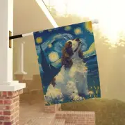 Cavalier King Charles Starry Night Garden Flag, Van Gogh House Flag, Dog Lover