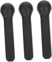 KOMBIUDA 3Pcs Simulation Microphones for Educational Karaoke Stage Costume Props for Pretend Play and Singing Fun