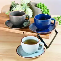 在飛比找PChome24h購物優惠-【YU Living】北歐陶瓷不規則咖啡杯盤二套組 早餐杯(