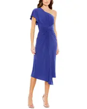 Mac Duggal One-Shoulder Midi Dress