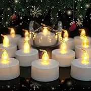 Neween Battery Operated Tea Lights Candles, 24 Pack Flickering Flameless LED Tea Lights Realistic Warm Yellow LED Candles for Halloween Diwali Fall Christmas Wedding Seasonal & Festival Decoration