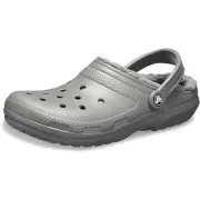 NWT Crocs Unisex Adult Classic Lined Clog ,GREY FUZZY CROCS-Size 13 Women/11 Men