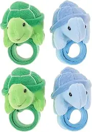 Ipetboom 4pcs Plush Snap Bracelet: Plush Turtle Wristbands Adorable Slap Bracelets - Stuffed Animal Snap Bands for Travel Home Decor Car Accessories