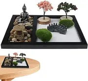 Japanese Decor Zen Garden - Sand Garden Meditation Crafts Miniature Japanese Accent,Tabletop Zen Decoration for Workplace, Business, Study Room, Home, Living Room