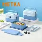 Lunch Box Magic 3in1 Double Layer Microwavable Bento Box Food Storage Containers