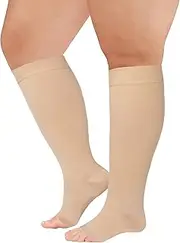 Extra Wide Calf Compression Socks Toeless for WomenMen 20-32mmHg Plus Size